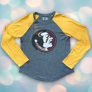 Florida State Seminoles Women’s Long Sleeve Rhinestone Tee Shirt Top Size L